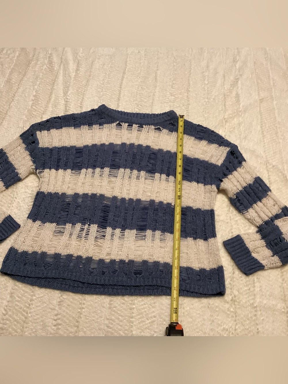 Women’s Sweet Wanderer Small Pullover Open Knit Crew Neck Stripped Sweater